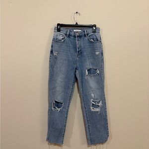 PacSun Light Blue Distressed High Rise Straight Jeans